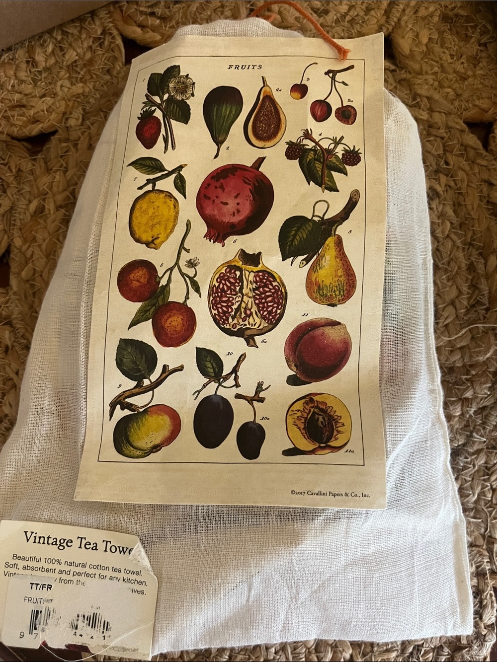 Cavallini & Co. Vintage Tea Towel - Natural Cotton (Cream)
